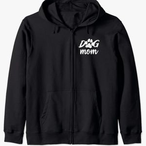 DOG MOM Black Unisex XL Zip Up Hoodie - Brand New